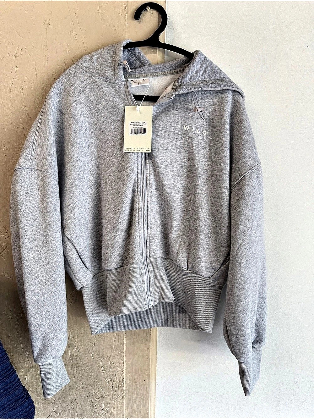 WILO Brush Fleece Crop Zip Hoodie Cropped Zip Hoodie in Gray Size Small NWT